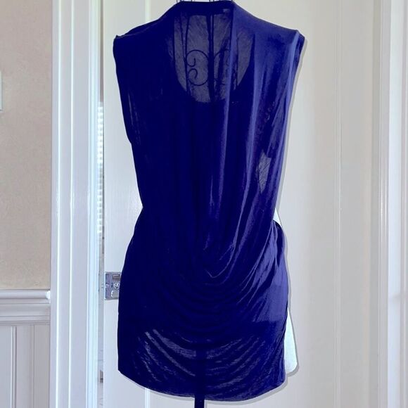 Navy / silver top w draped back NWOT S - Picture 2 of 7